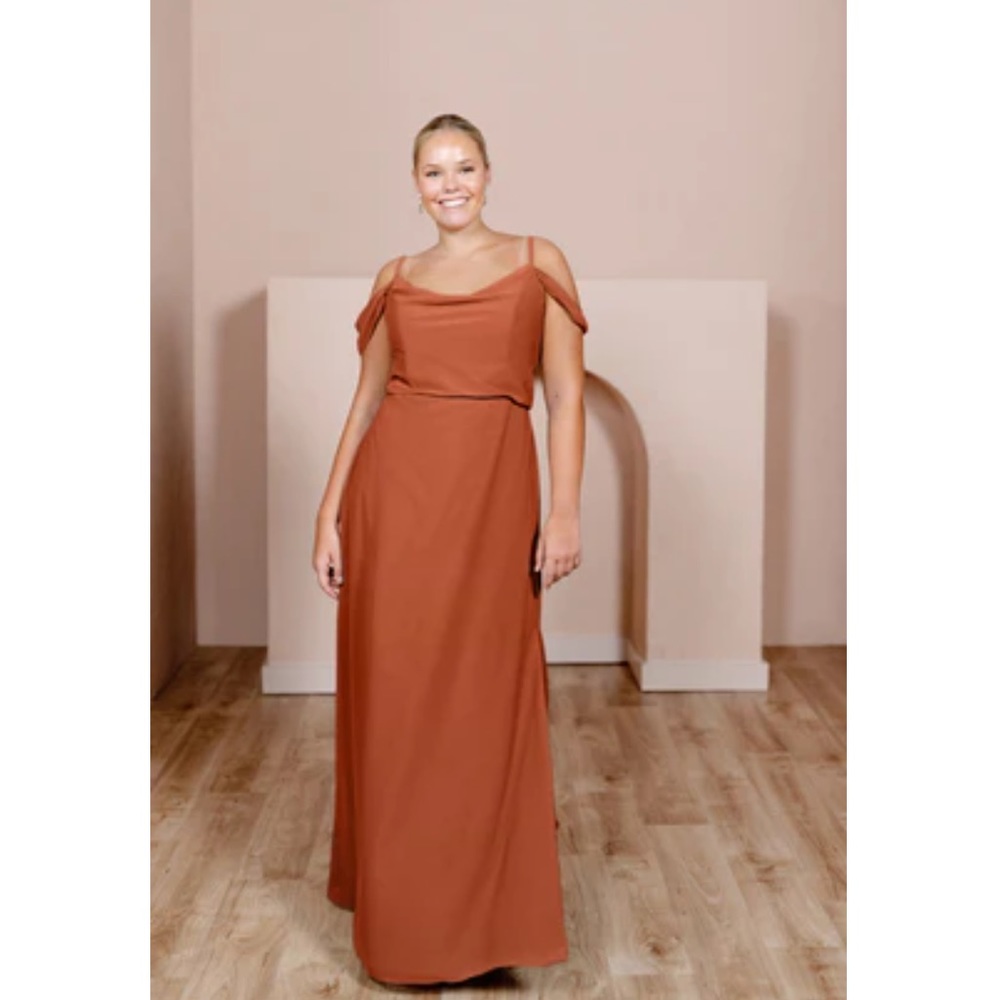 Revelry Sienna Chiffon Dress in Rust Orange - size 4